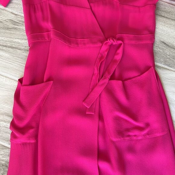 Balenciaga Silk Vintage Hot Pink Maxi Dress with Short Sleeves and Pockets 38 - Picture 6 of 12